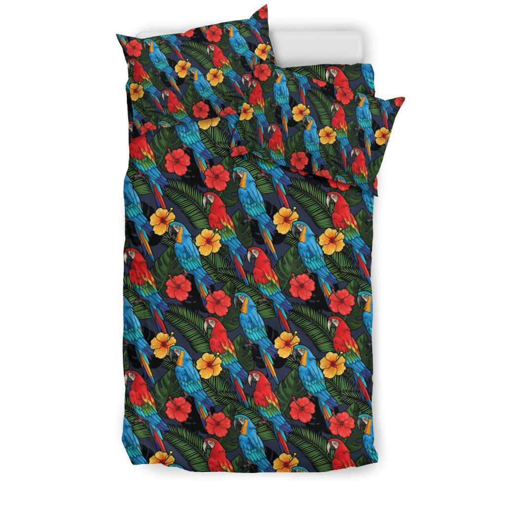 Floral Parrot Bird Pattern Print Duvet Cover Bedding Set-grizzshop