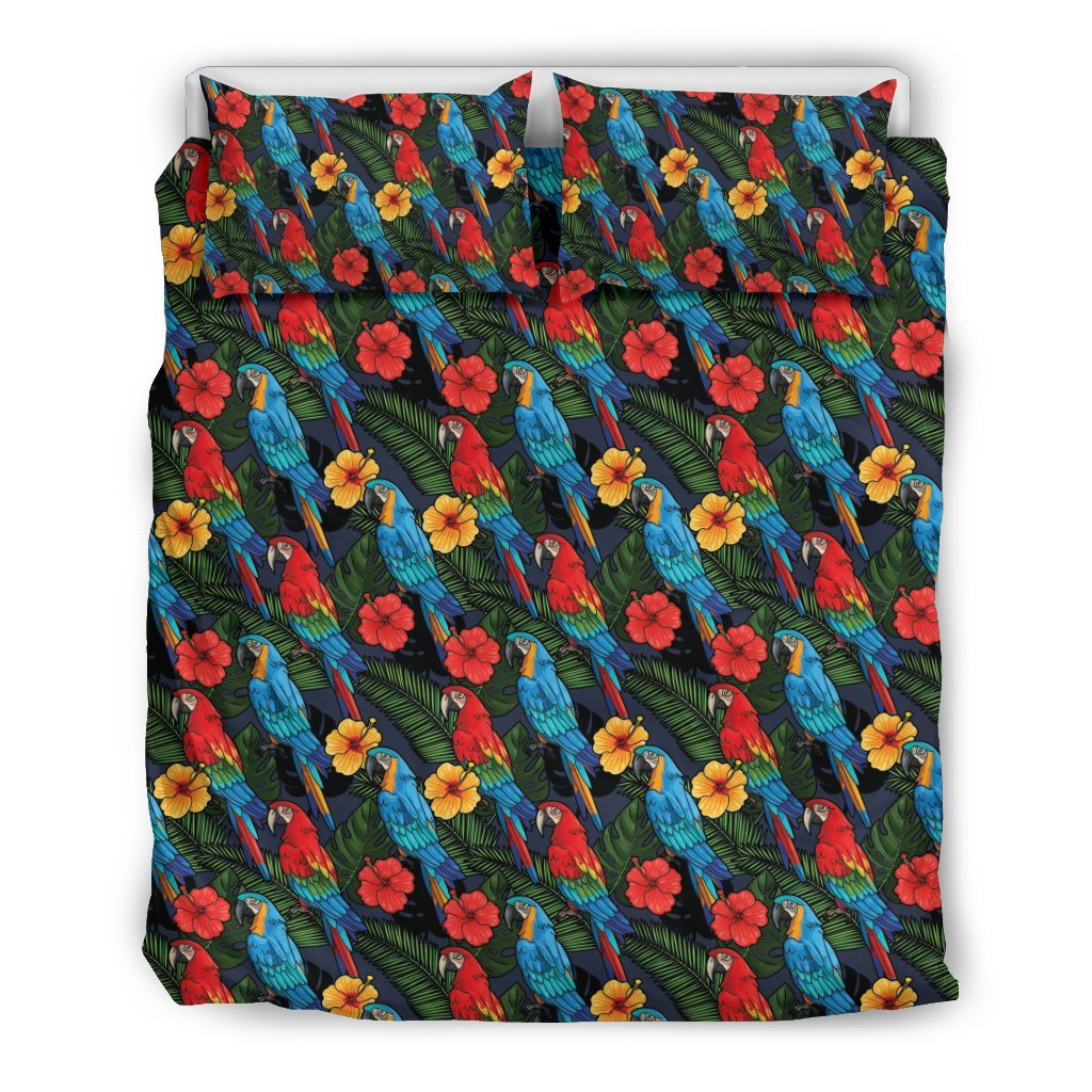 Floral Parrot Bird Pattern Print Duvet Cover Bedding Set-grizzshop