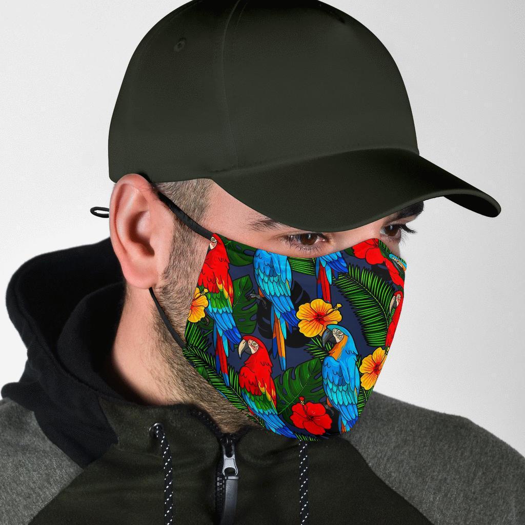 Floral Parrot Bird Pattern Print Face Mask-grizzshop