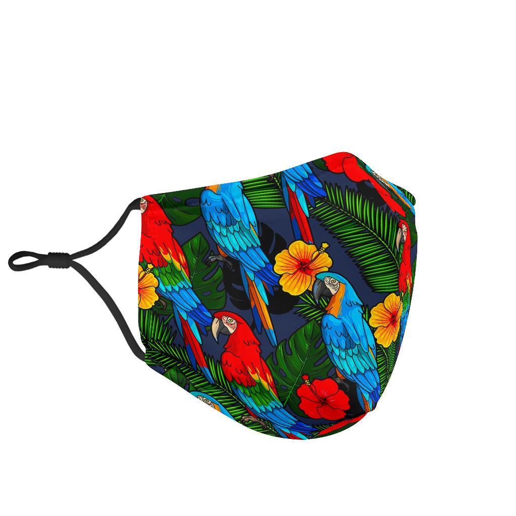 Floral Parrot Bird Pattern Print Face Mask-grizzshop