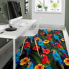 Floral Parrot Bird Pattern Print Floor Mat-grizzshop