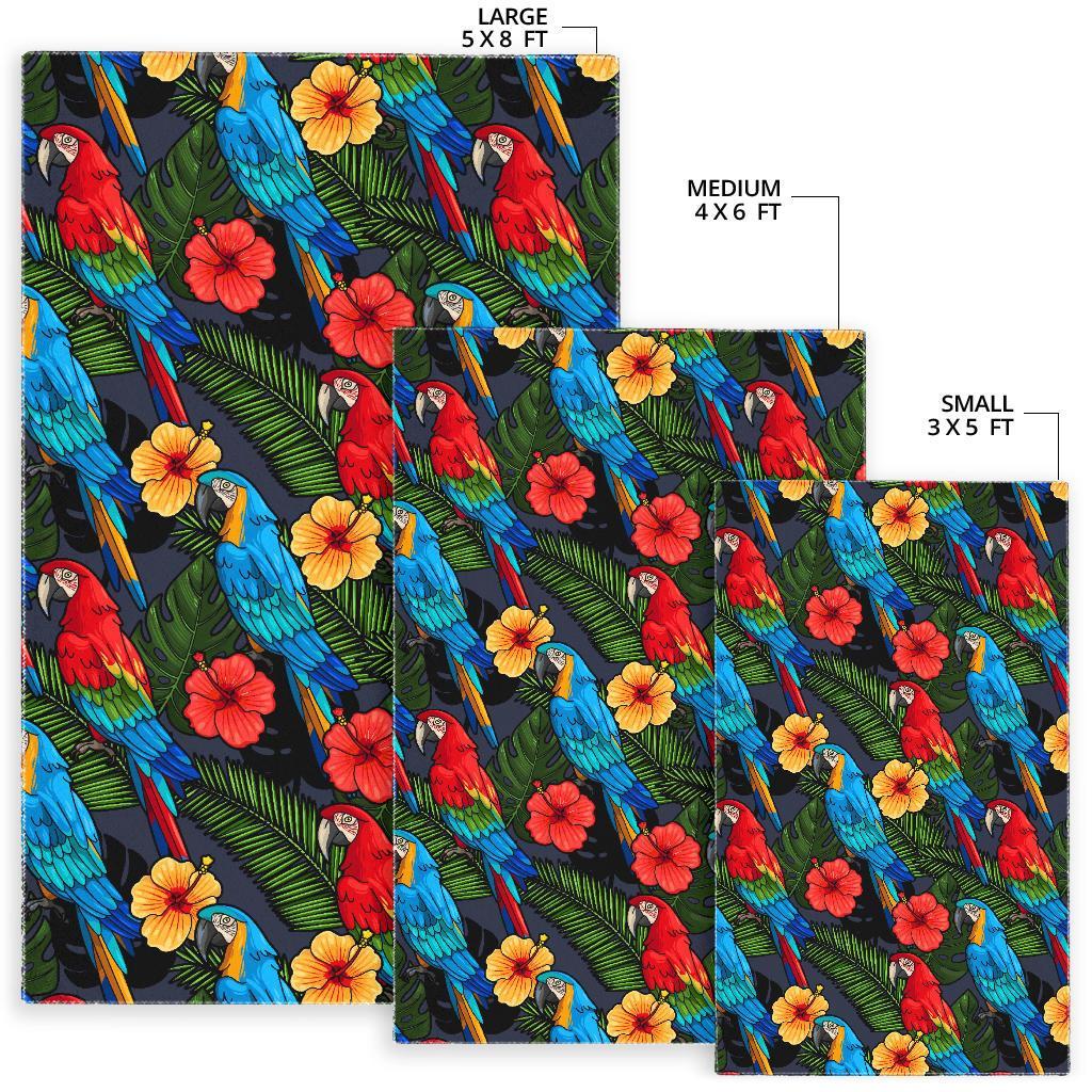 Floral Parrot Bird Pattern Print Floor Mat-grizzshop