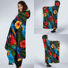 Floral Parrot Bird Pattern Print Hooded Blanket-grizzshop