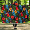 Floral Parrot Bird Pattern Print Hooded Blanket-grizzshop