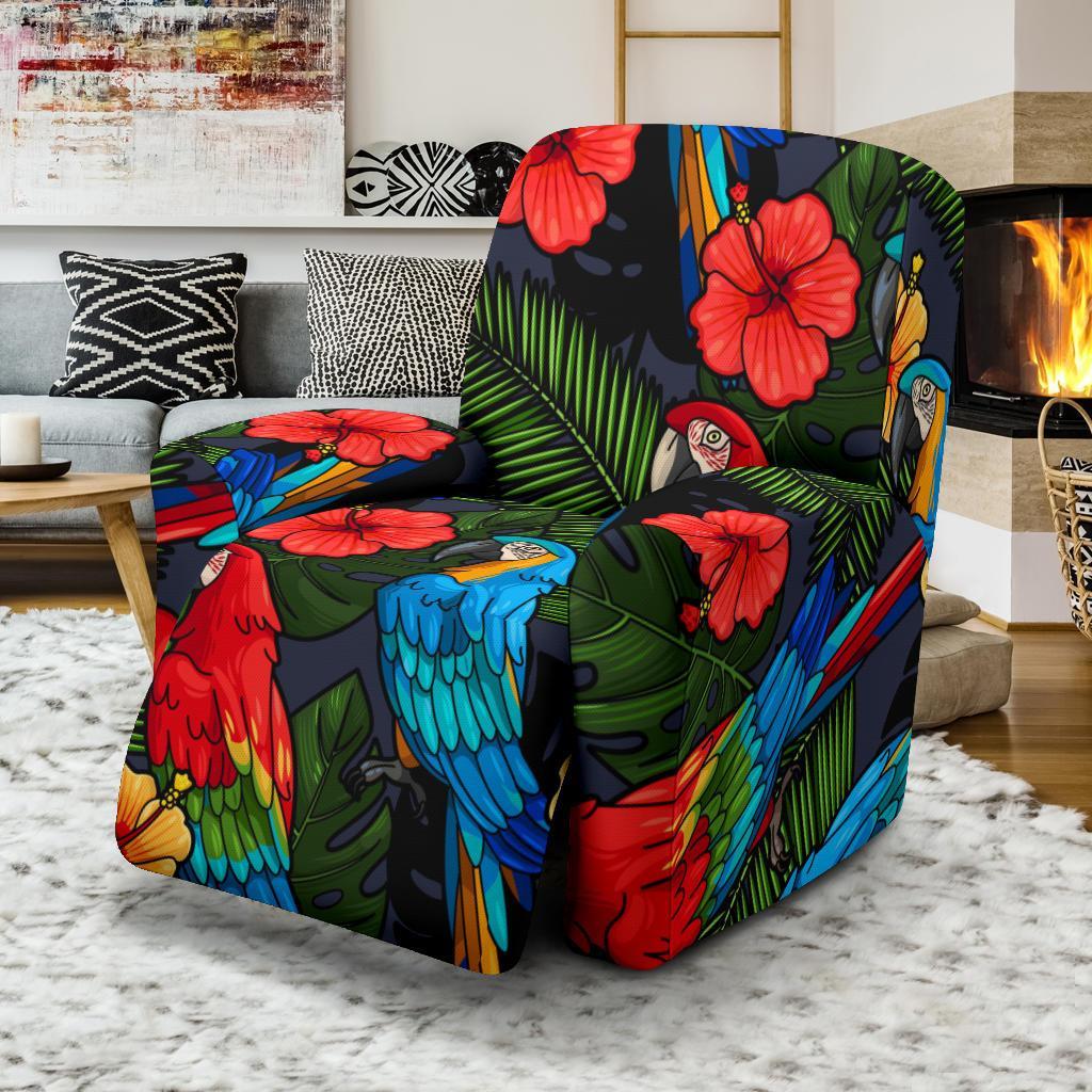 Floral Parrot Bird Pattern Print Recliner Cover-grizzshop