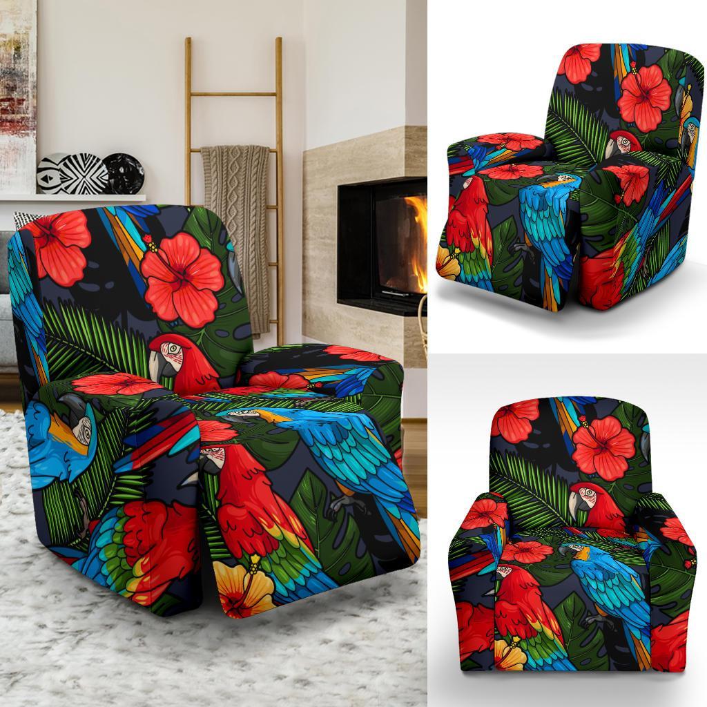 Floral Parrot Bird Pattern Print Recliner Cover-grizzshop