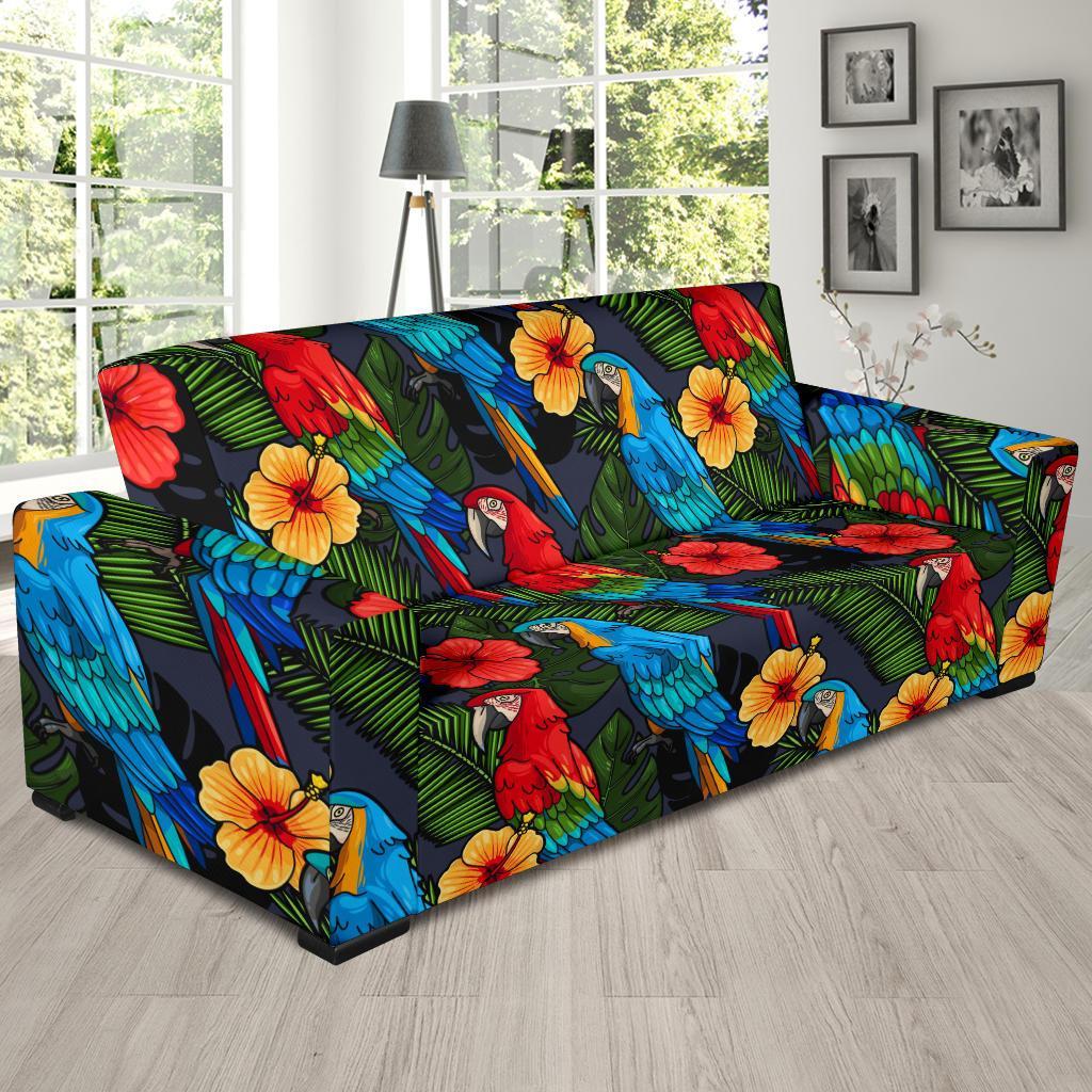 Floral Parrot Bird Pattern Print Sofa Covers-grizzshop