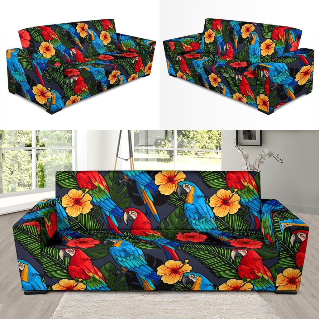 Floral Parrot Bird Pattern Print Sofa Covers-grizzshop