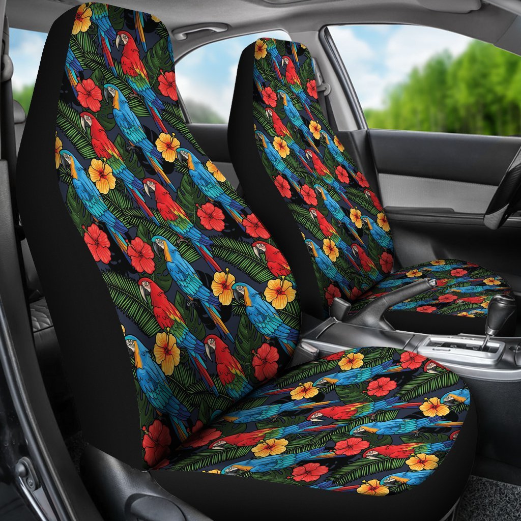 Floral Parrot Bird Pattern Print Universal Fit Car Seat Cover-grizzshop