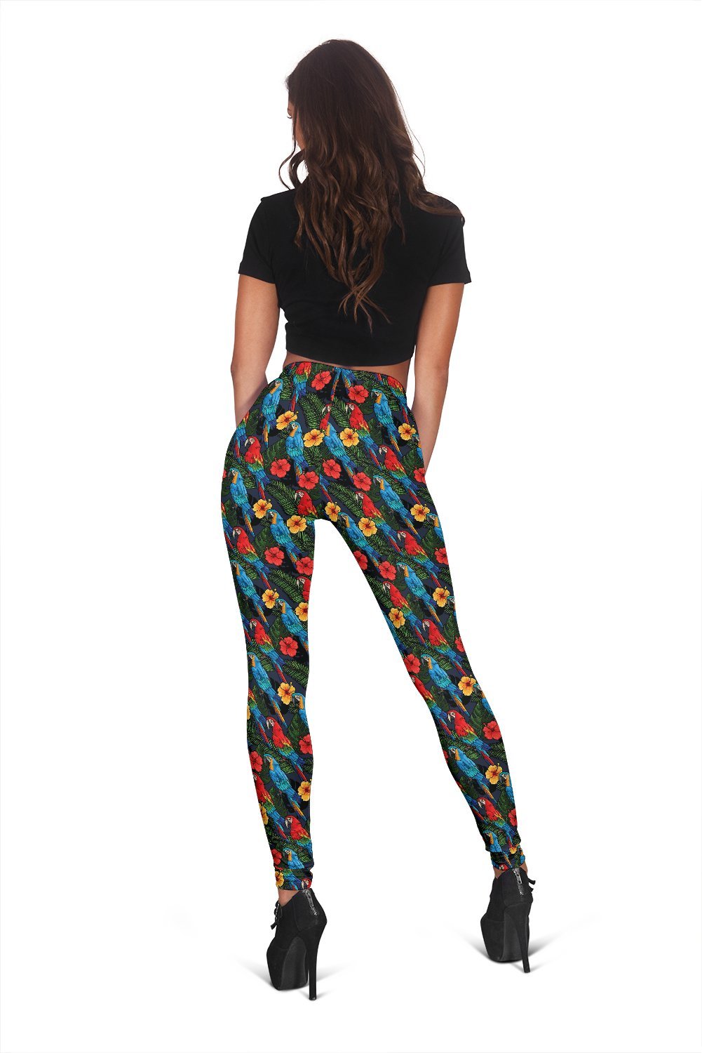 Floral Parrot Bird Pattern Print Women Leggings-grizzshop