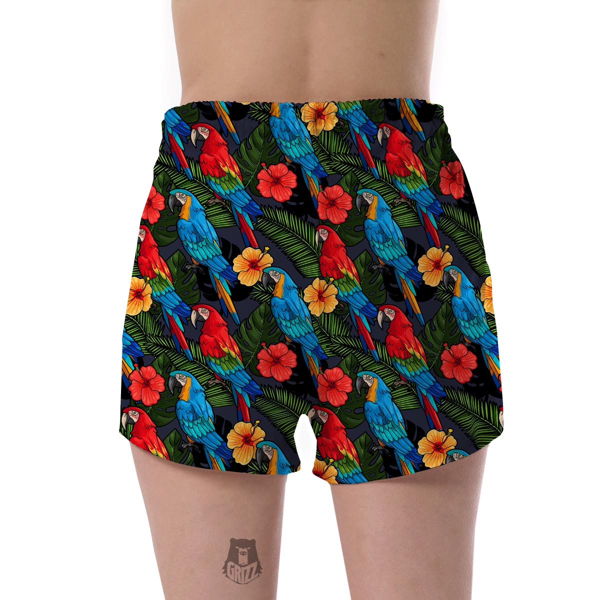Floral Parrot Bird Pattern Print Women's Shorts-grizzshop