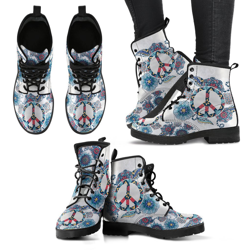 Floral Peace Handcrafted Boots-grizzshop