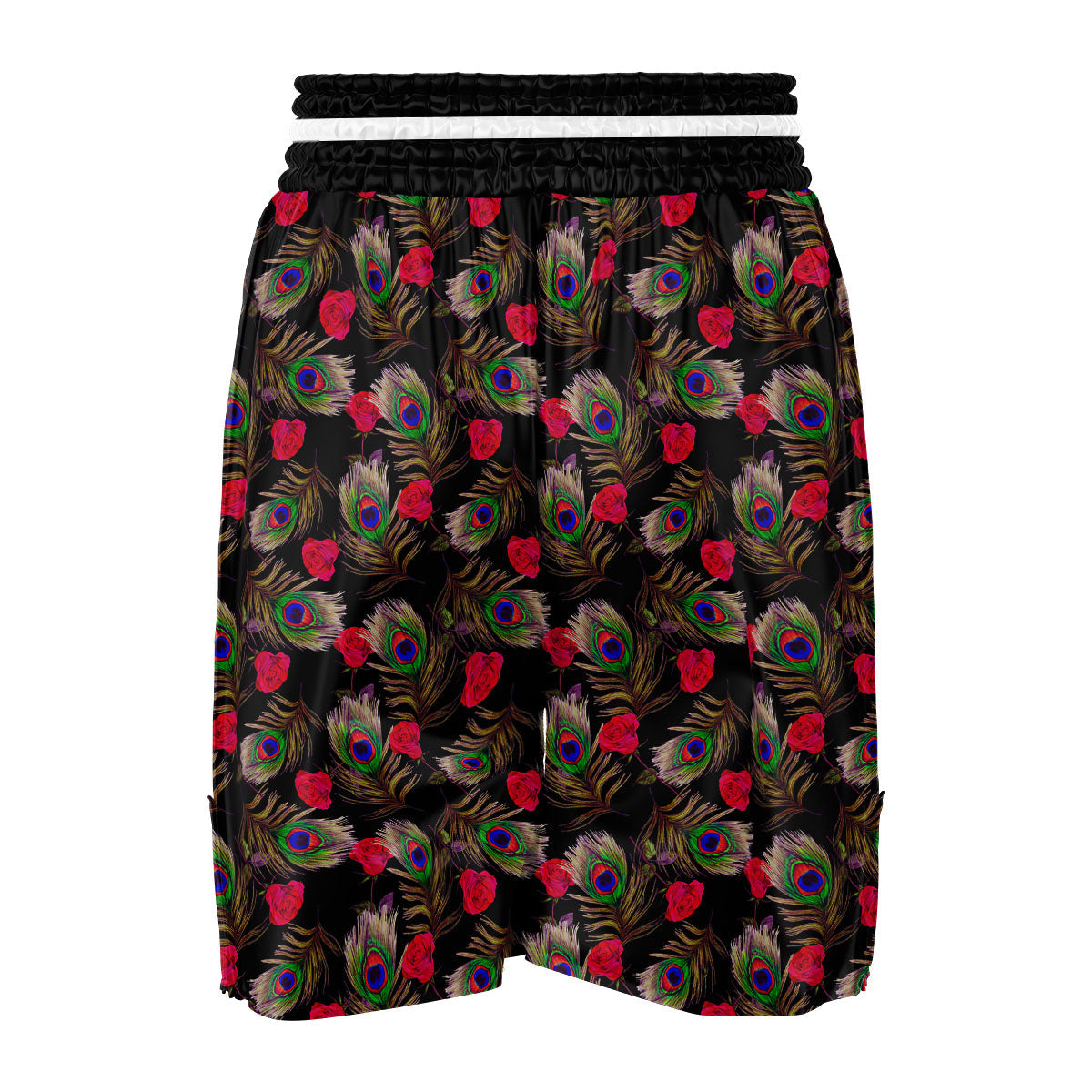 Floral Peacock Feather Print Pattern Boxing Shorts-grizzshop