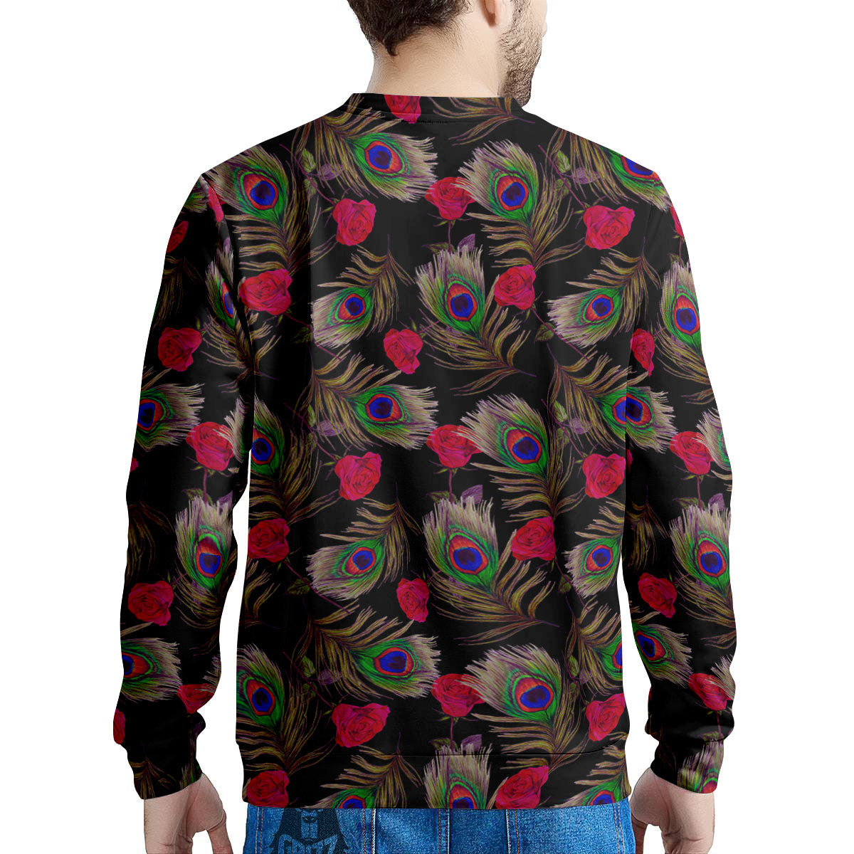 Floral Peacock Feather Print Pattern Men's Sweatshirt-grizzshop