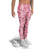 Floral Pink Paisley Print Pattern Men's Leggings-grizzshop