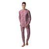 Floral Pink Paisley Print Pattern Men's Pajamas-grizzshop