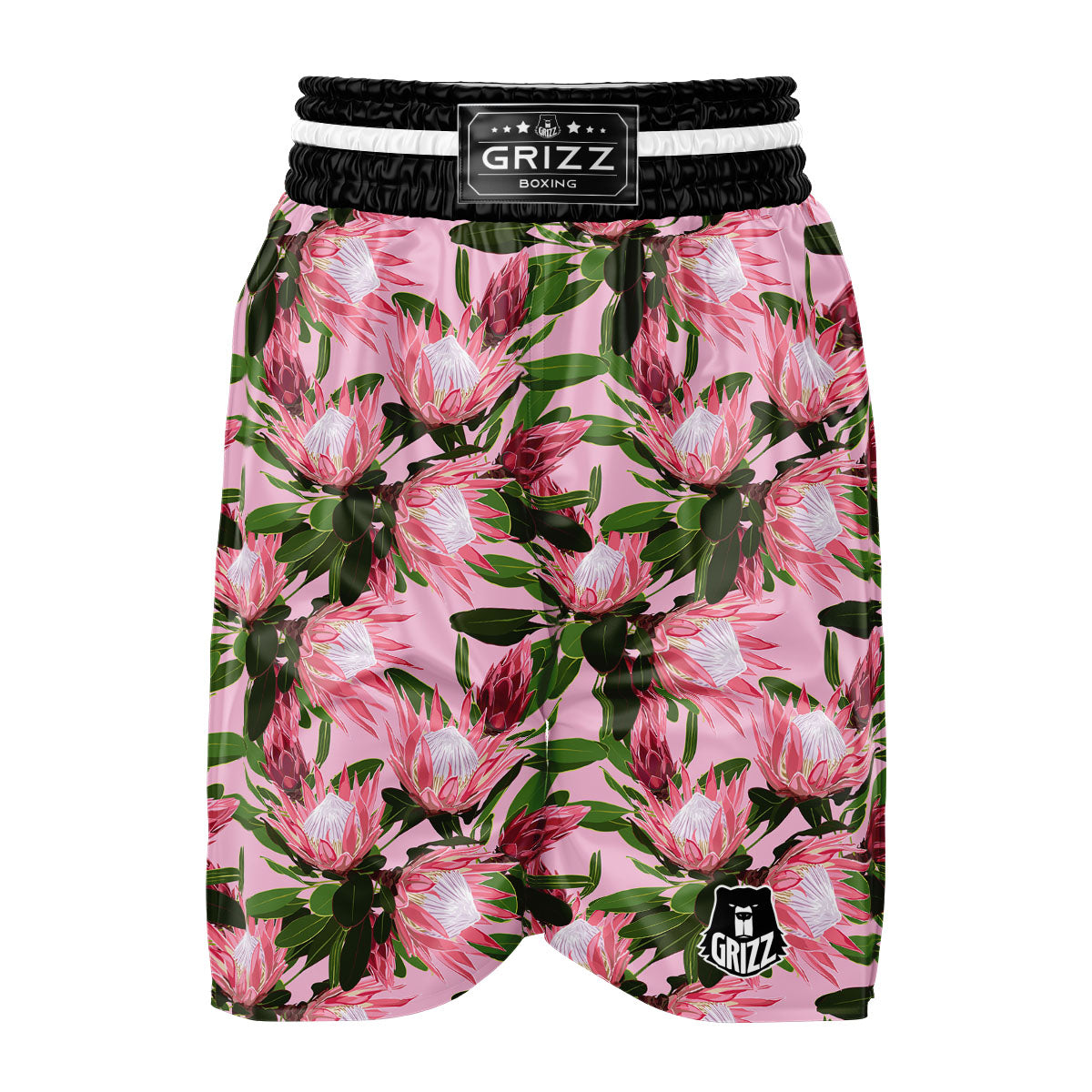 Floral Protea Print Pattern Boxing Shorts-grizzshop