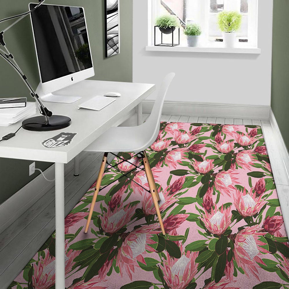 Floral Protea Print Pattern Floor Mat-grizzshop