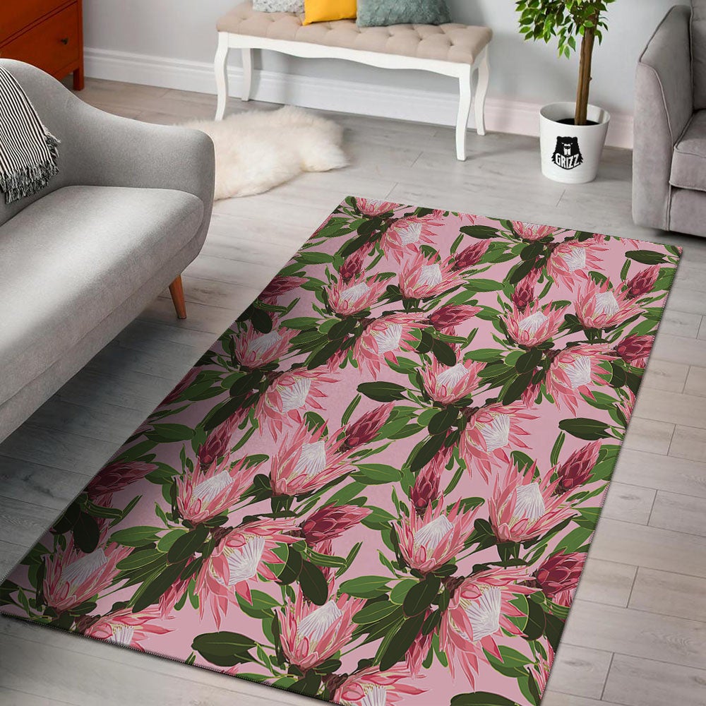 Floral Protea Print Pattern Floor Mat-grizzshop