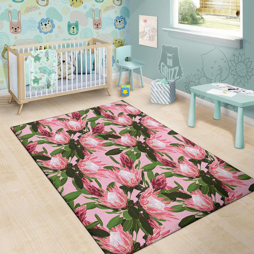 Floral Protea Print Pattern Floor Mat-grizzshop