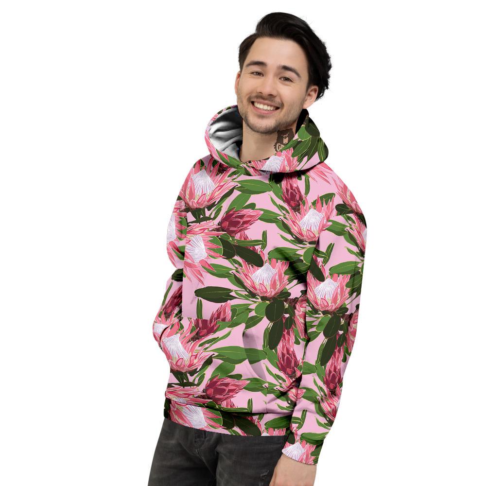 Floral Protea Print Pattern Men's Hoodie-grizzshop