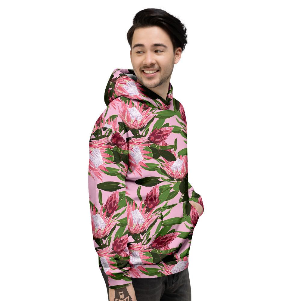 Floral Protea Print Pattern Men's Hoodie-grizzshop