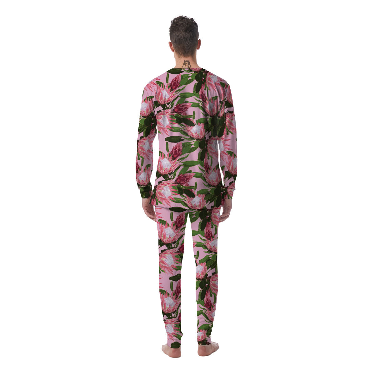 Floral Protea Print Pattern Men's Pajamas-grizzshop
