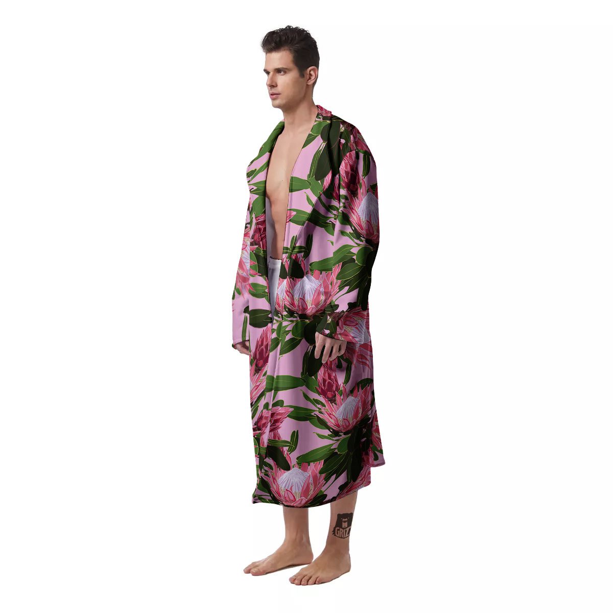 Floral Protea Print Pattern Men's Robe-grizzshop