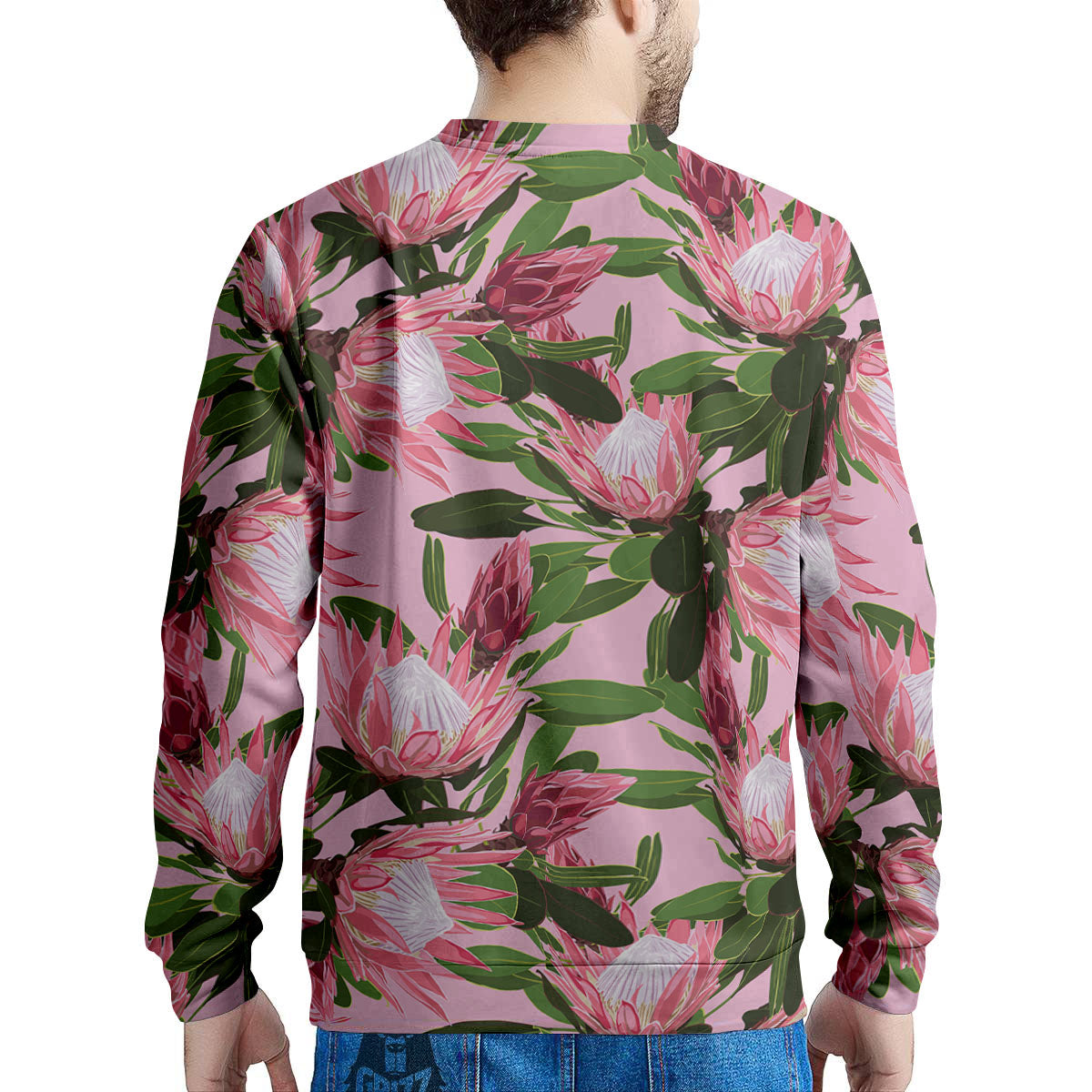 Floral Protea Print Pattern Men's Sweatshirt-grizzshop
