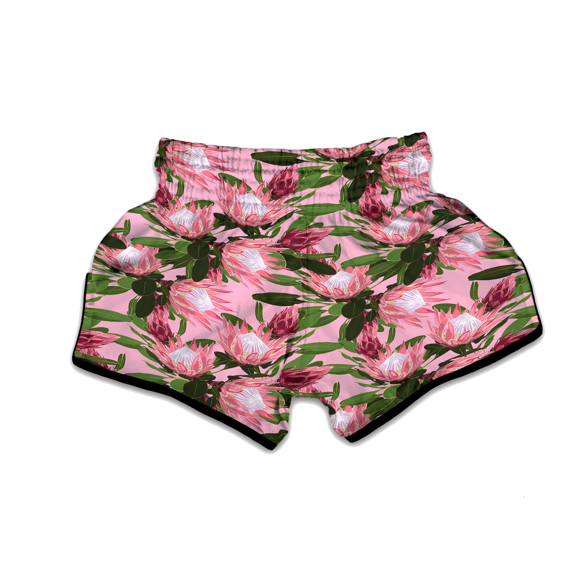 Floral Protea Print Pattern Muay Thai Boxing Shorts-grizzshop