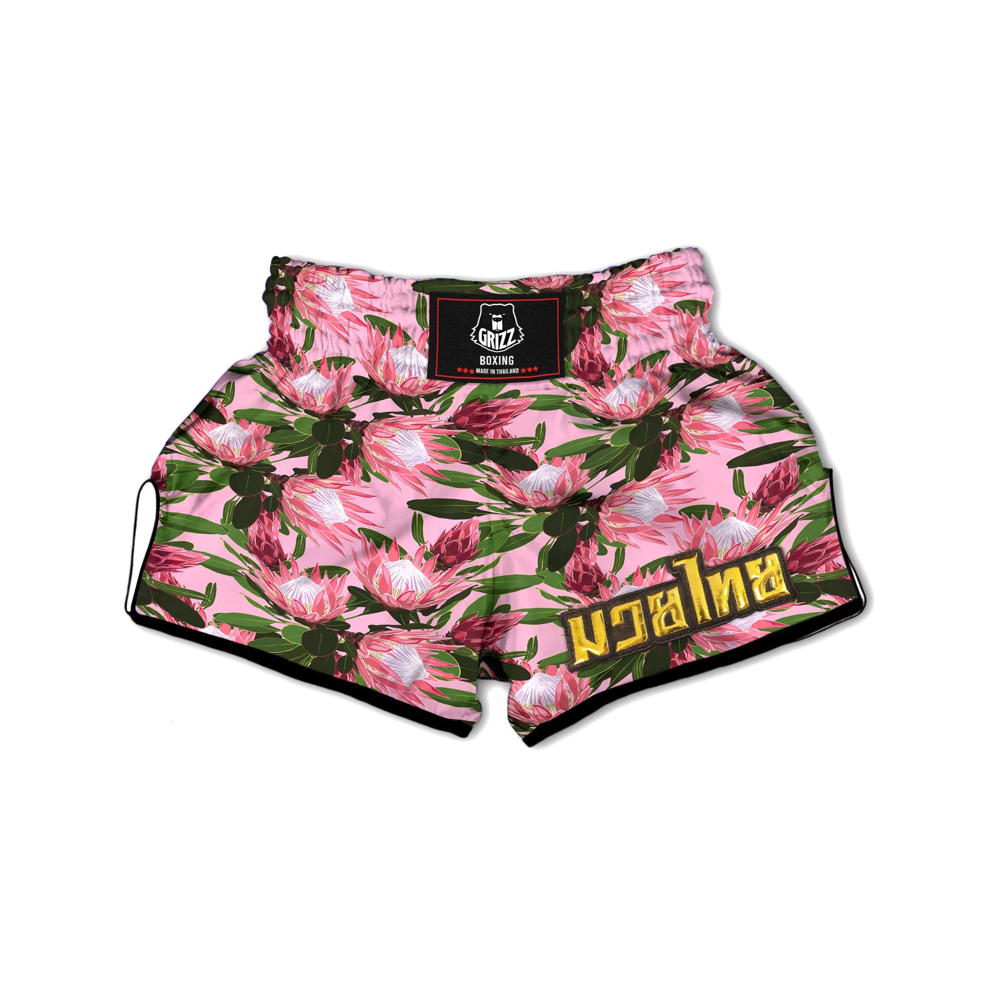 Floral Protea Print Pattern Muay Thai Boxing Shorts-grizzshop