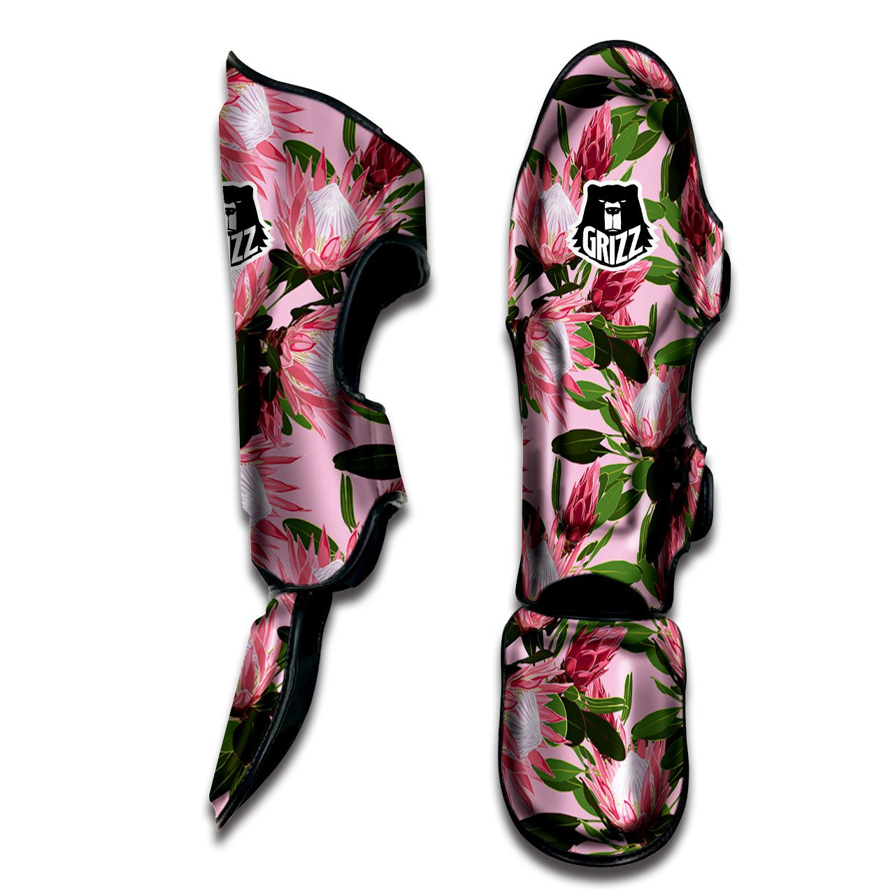 Floral Protea Print Pattern Muay Thai Shin Guards-grizzshop