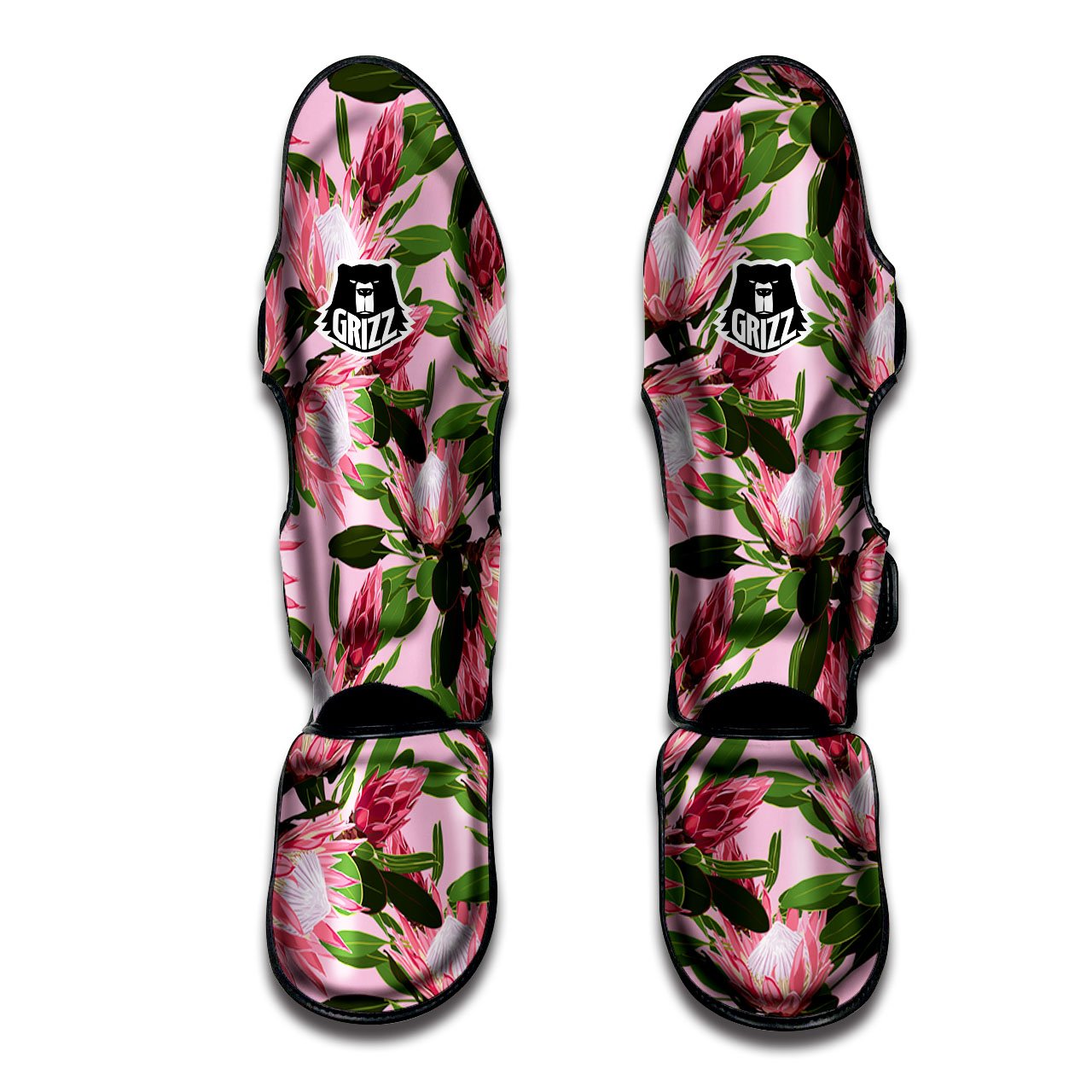 Floral Protea Print Pattern Muay Thai Shin Guards-grizzshop