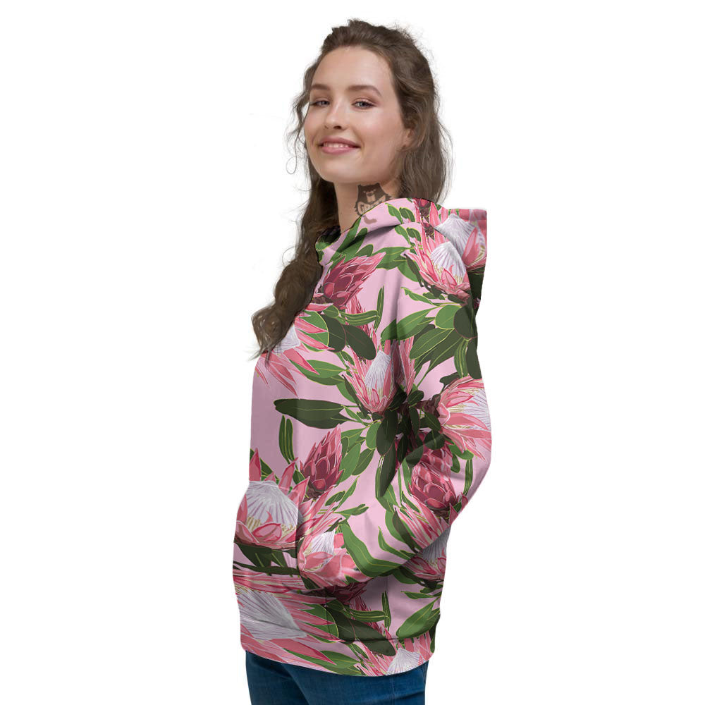 Floral Protea Print Pattern Women's Hoodie-grizzshop