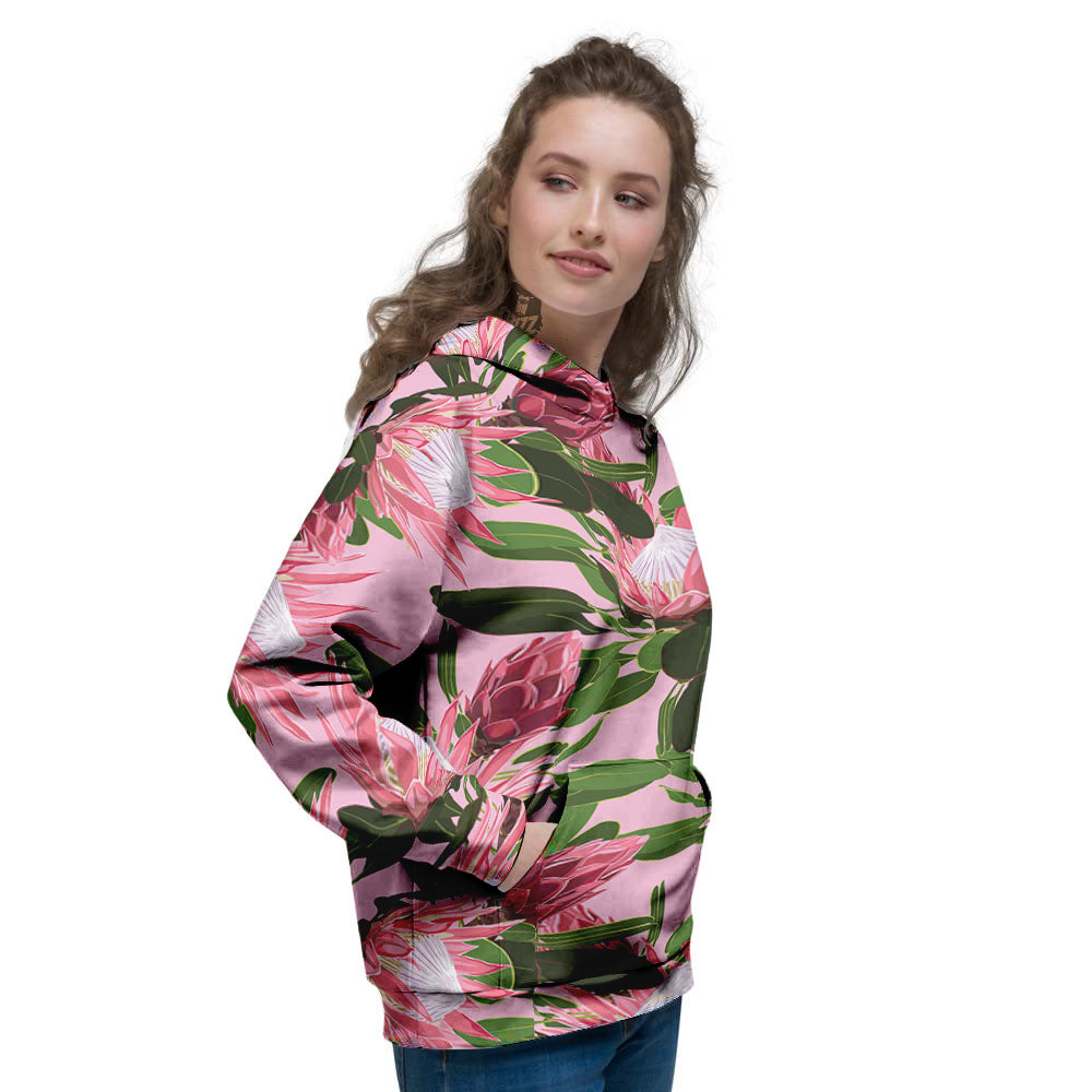 Floral Protea Print Pattern Women's Hoodie-grizzshop