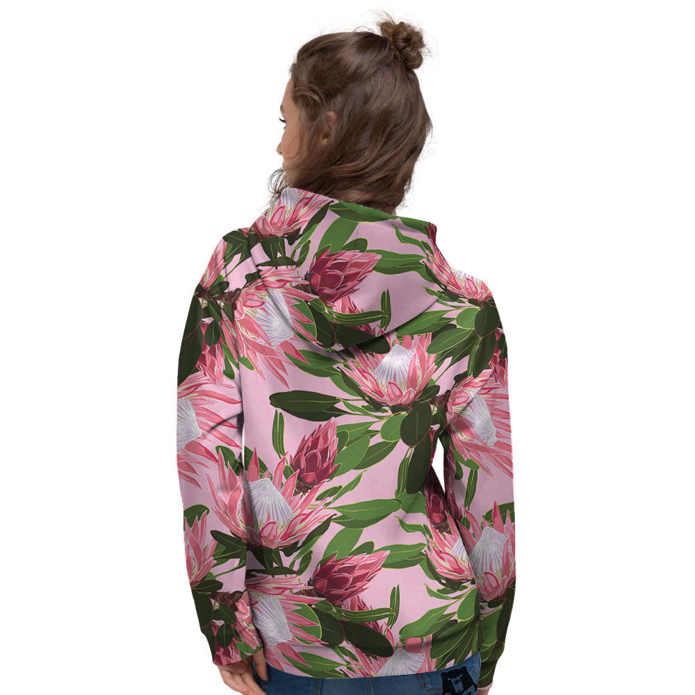 Floral Protea Print Pattern Women's Hoodie-grizzshop