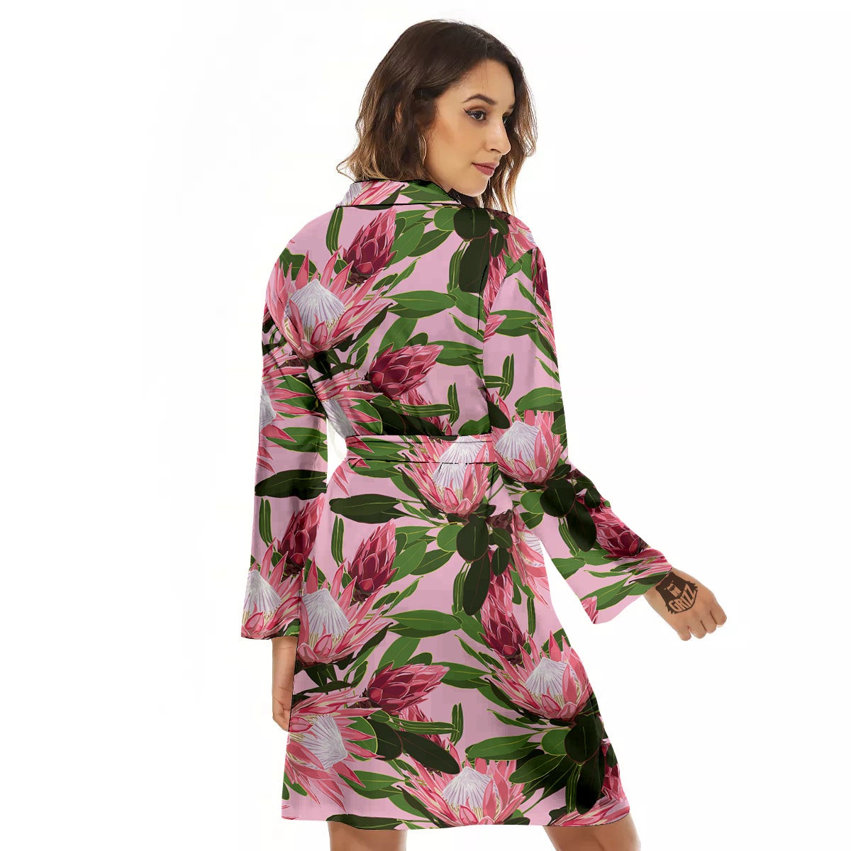 Floral Protea Print Pattern Women's Robe-grizzshop