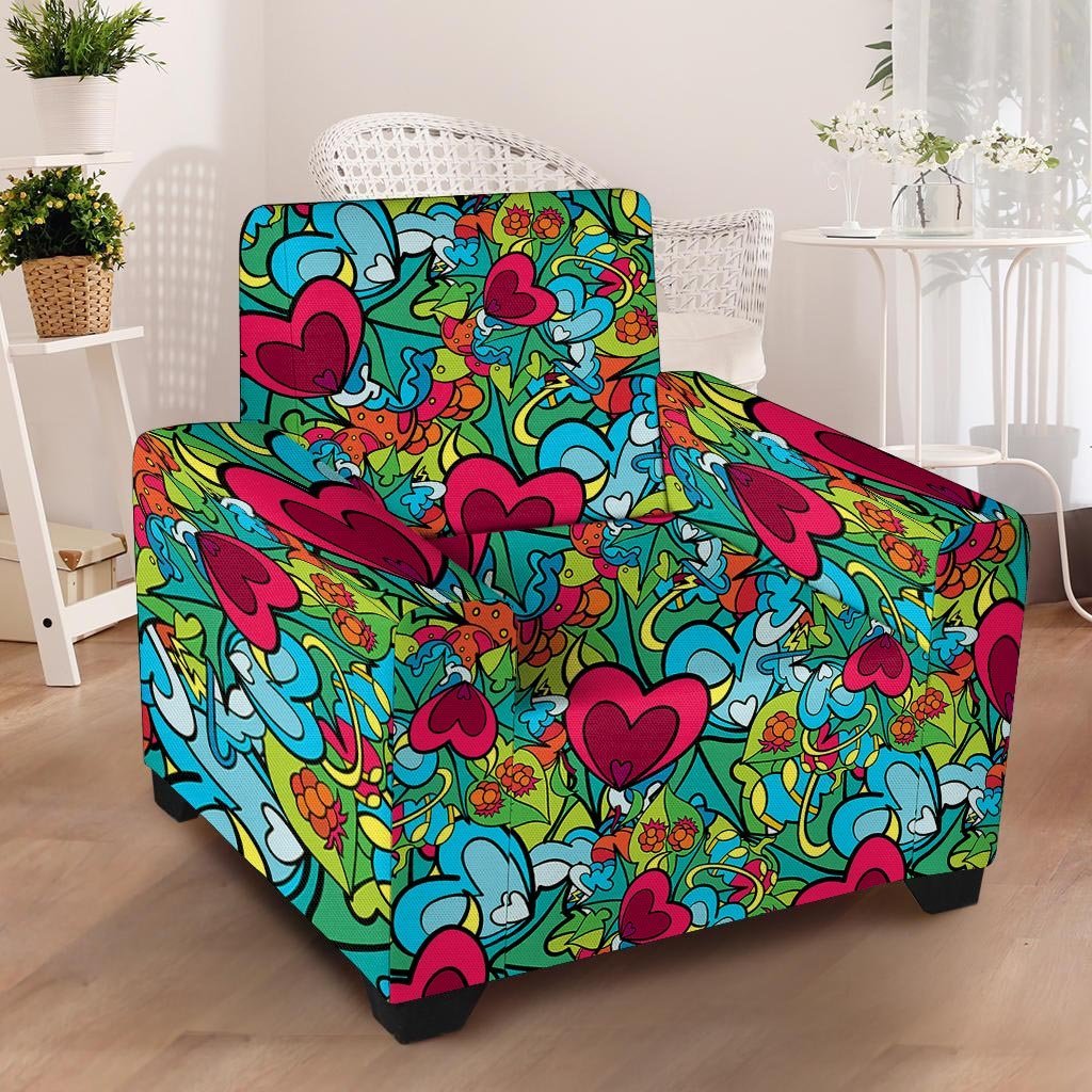 Floral Psychedelic Armchair Cover-grizzshop