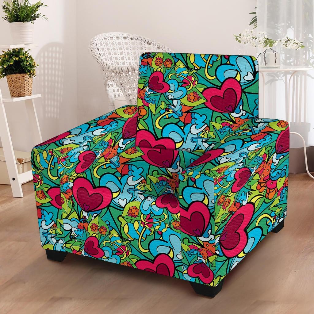 Floral Psychedelic Armchair Cover-grizzshop