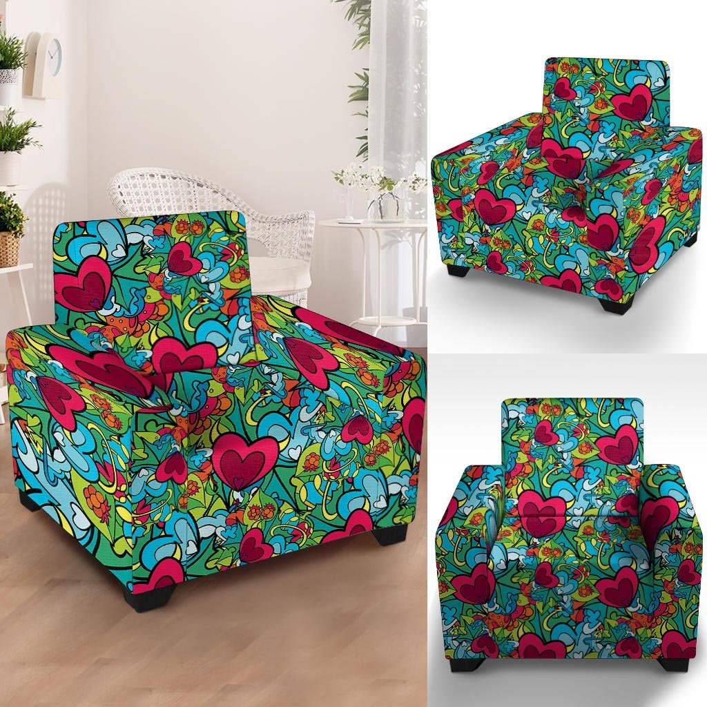 Floral Psychedelic Armchair Cover-grizzshop