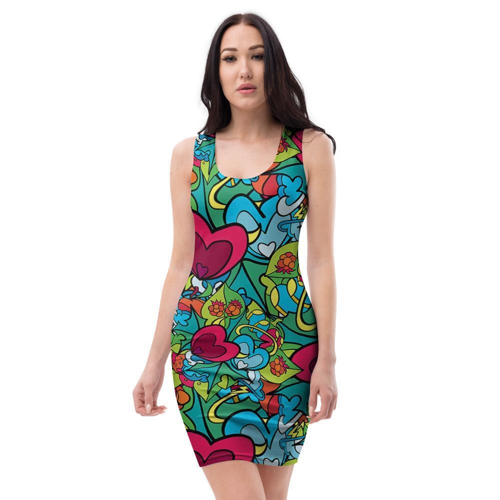 Floral Psychedelic Bodycon Dress-grizzshop