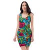 Floral Psychedelic Bodycon Dress-grizzshop