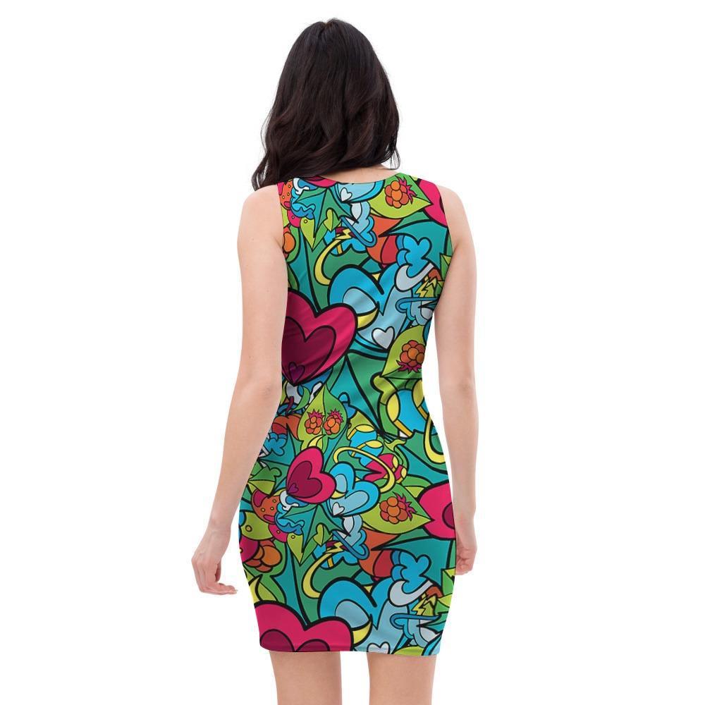 Floral Psychedelic Bodycon Dress-grizzshop