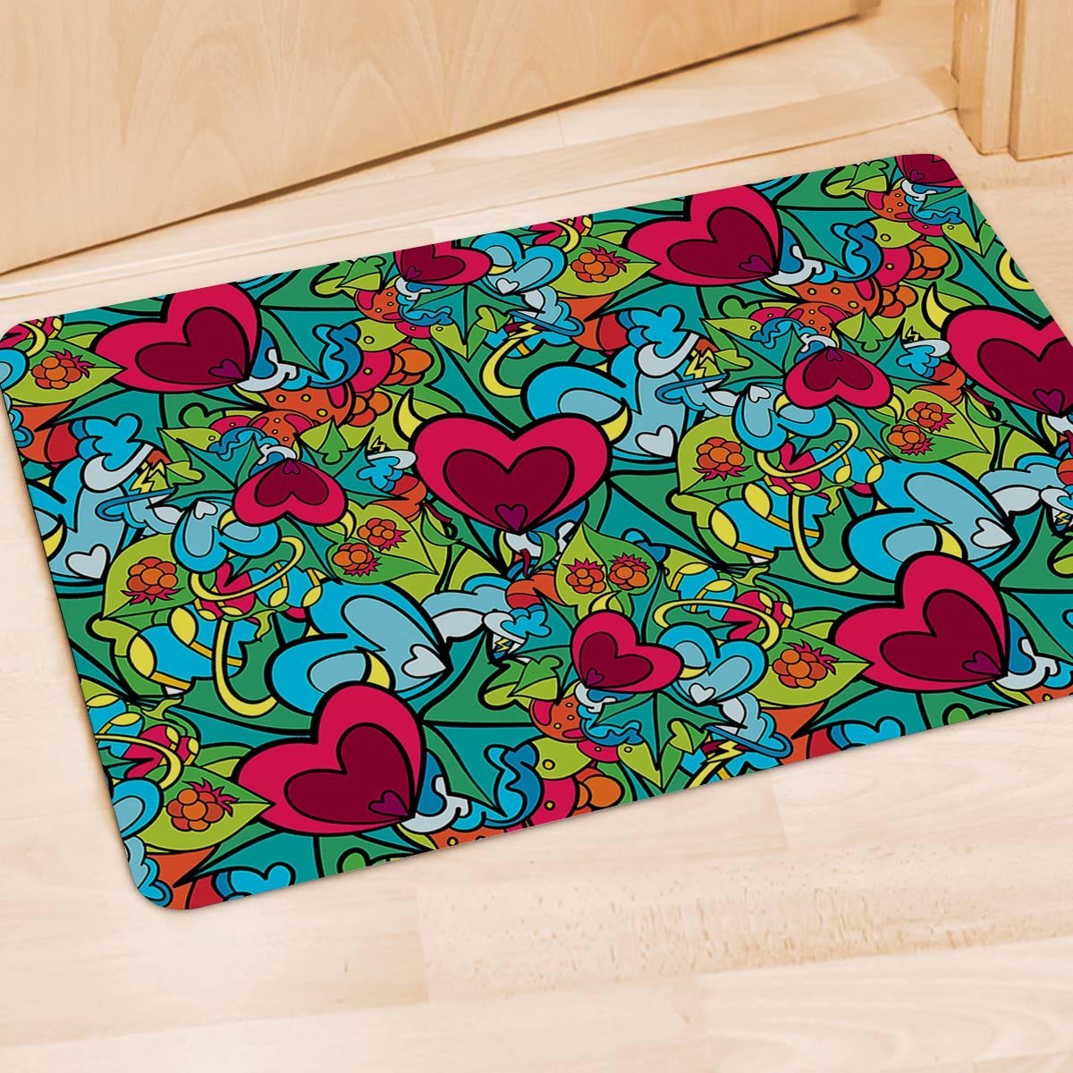 Floral Psychedelic Door Mat-grizzshop