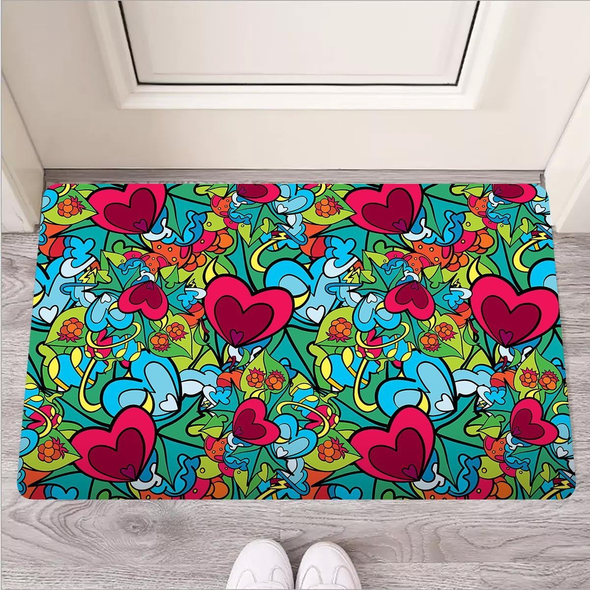 Floral Psychedelic Door Mat-grizzshop