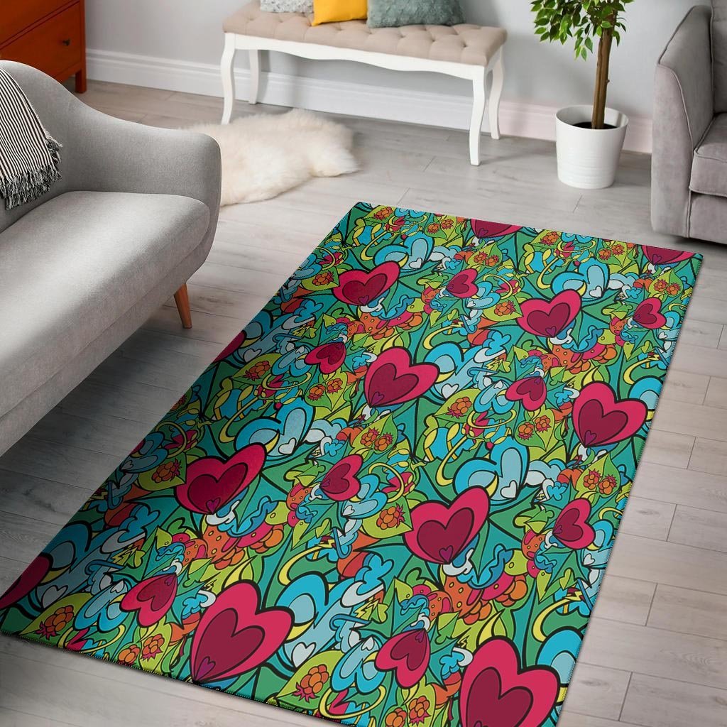 Floral Psychedelic Floor Mat-grizzshop