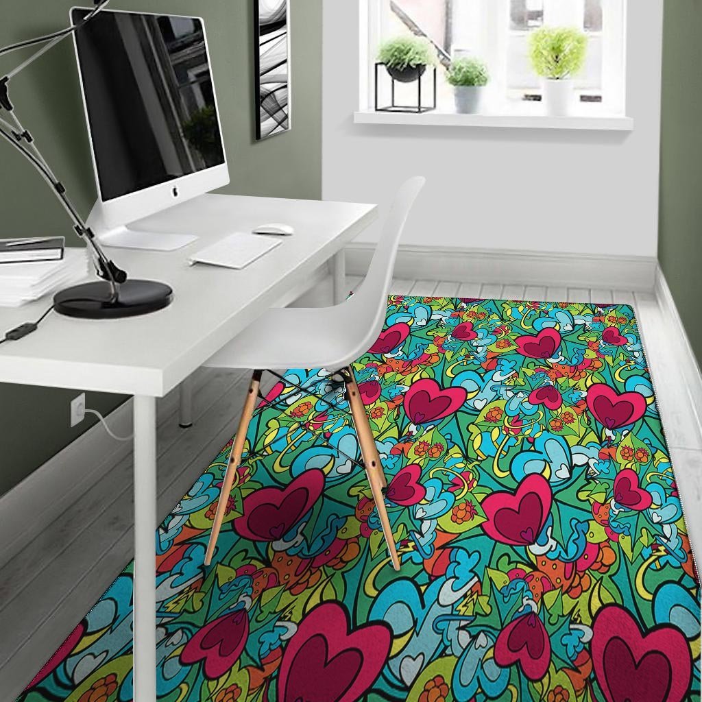 Floral Psychedelic Floor Mat-grizzshop