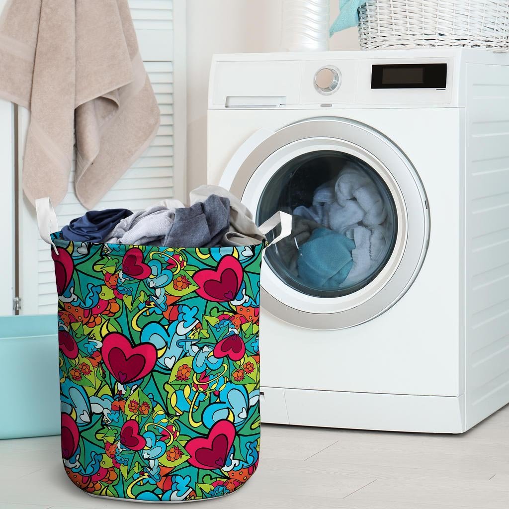 Floral Psychedelic Laundry Basket-grizzshop