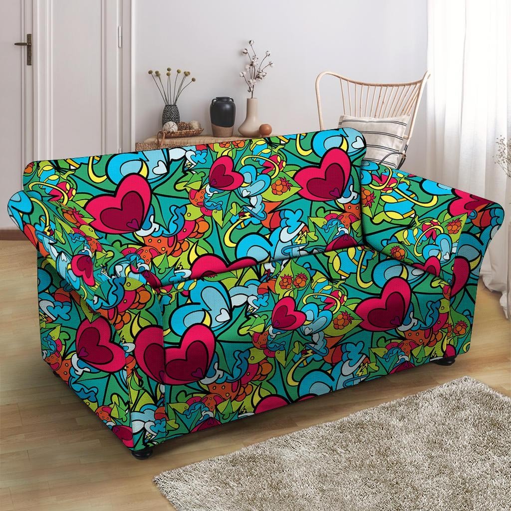 Floral Psychedelic Loveseat Cover-grizzshop