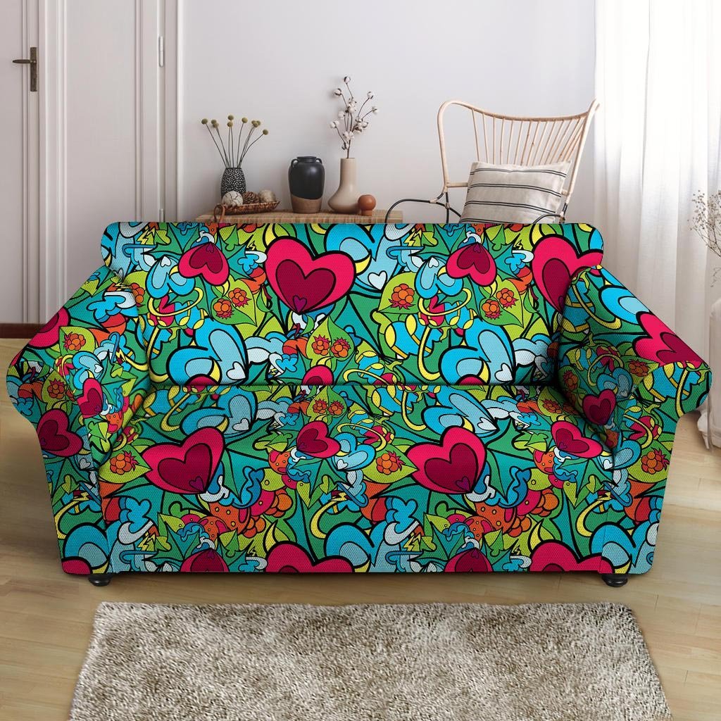 Floral Psychedelic Loveseat Cover-grizzshop